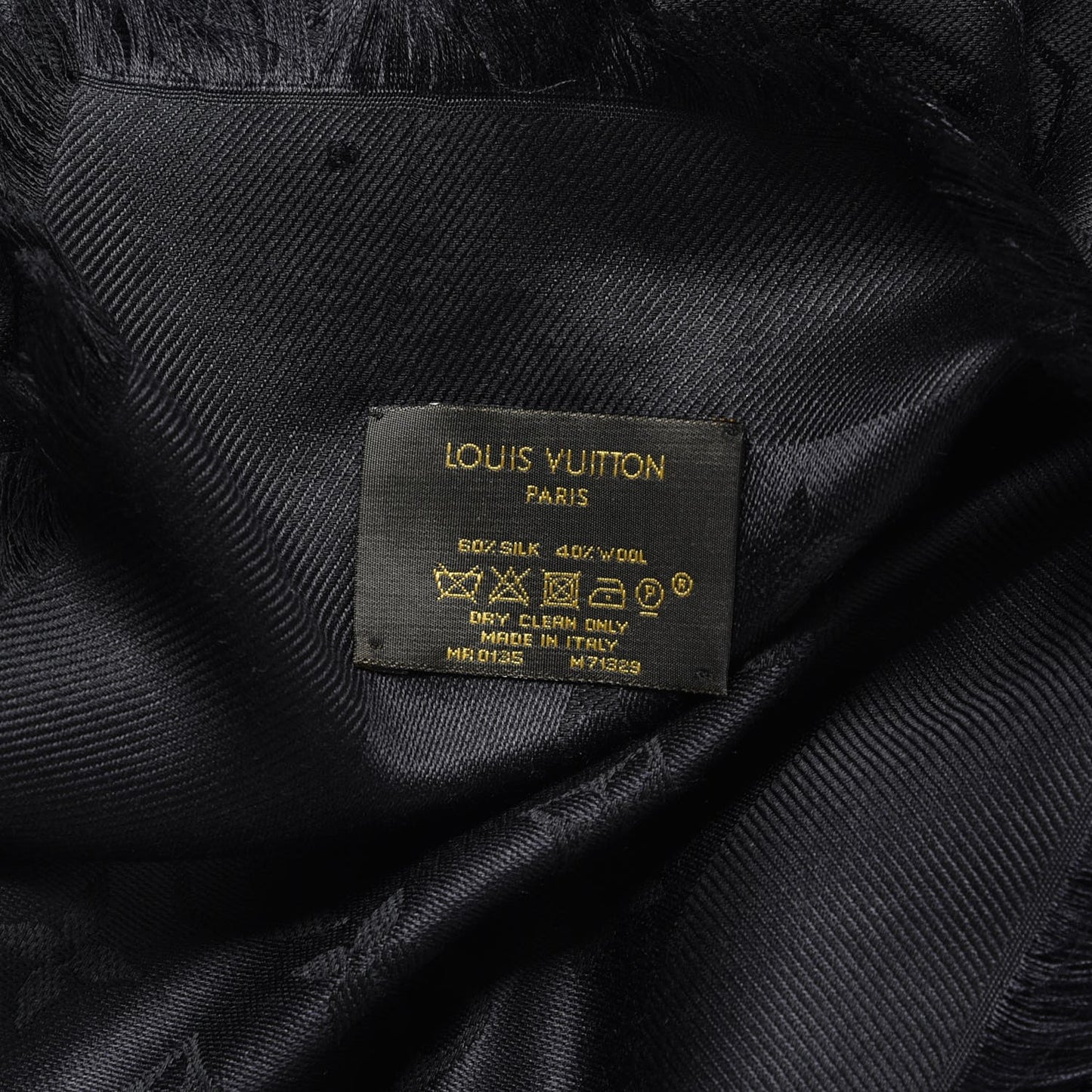 Silk Wool Monogram Shawl Black