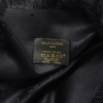 Louis Vuitton Silk Wool Monogram Shawl Black 4 of 4