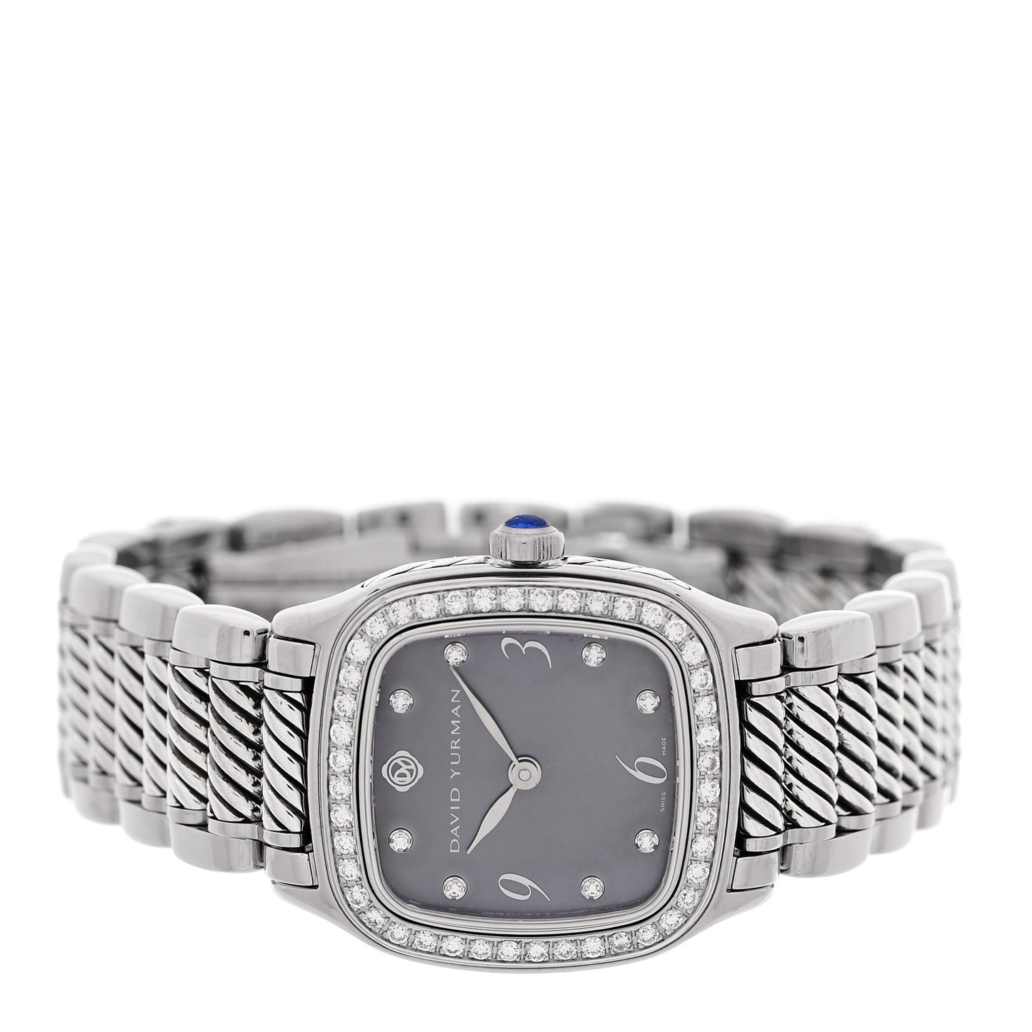Stainless Steel Diamond Bezel Blue Mother of Pearl 25mm Thoroughbred Quartz Watch