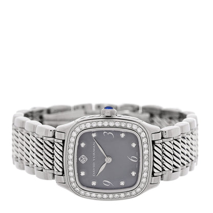 David Yurman Stainless Steel Diamond Bezel Blue Mother of Pearl 25mm Thoroughbred Quartz Watch 2 of 5