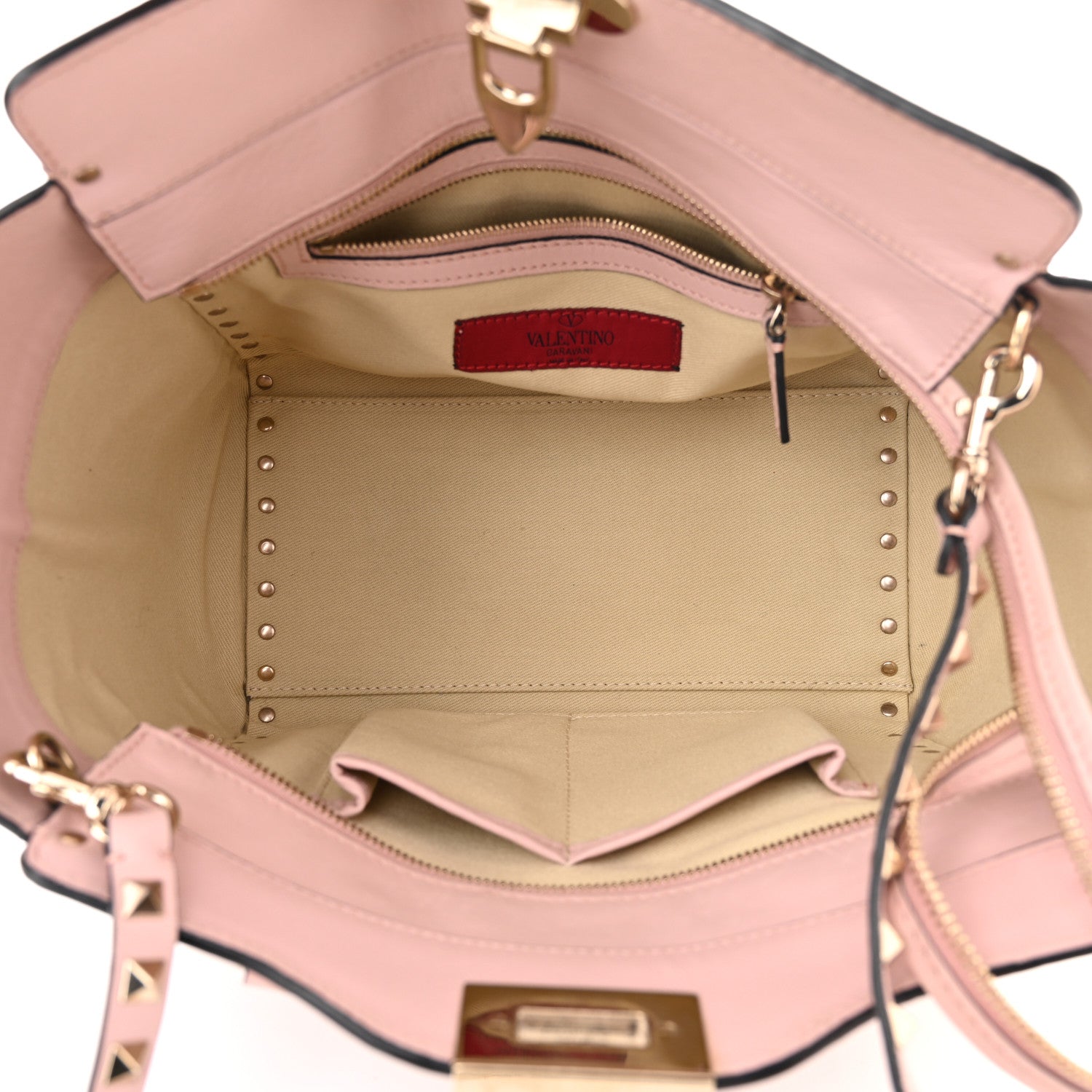 Valentino Garavani Vitello Small Rockstud Double Handle Tote Water Rose 5 of 12