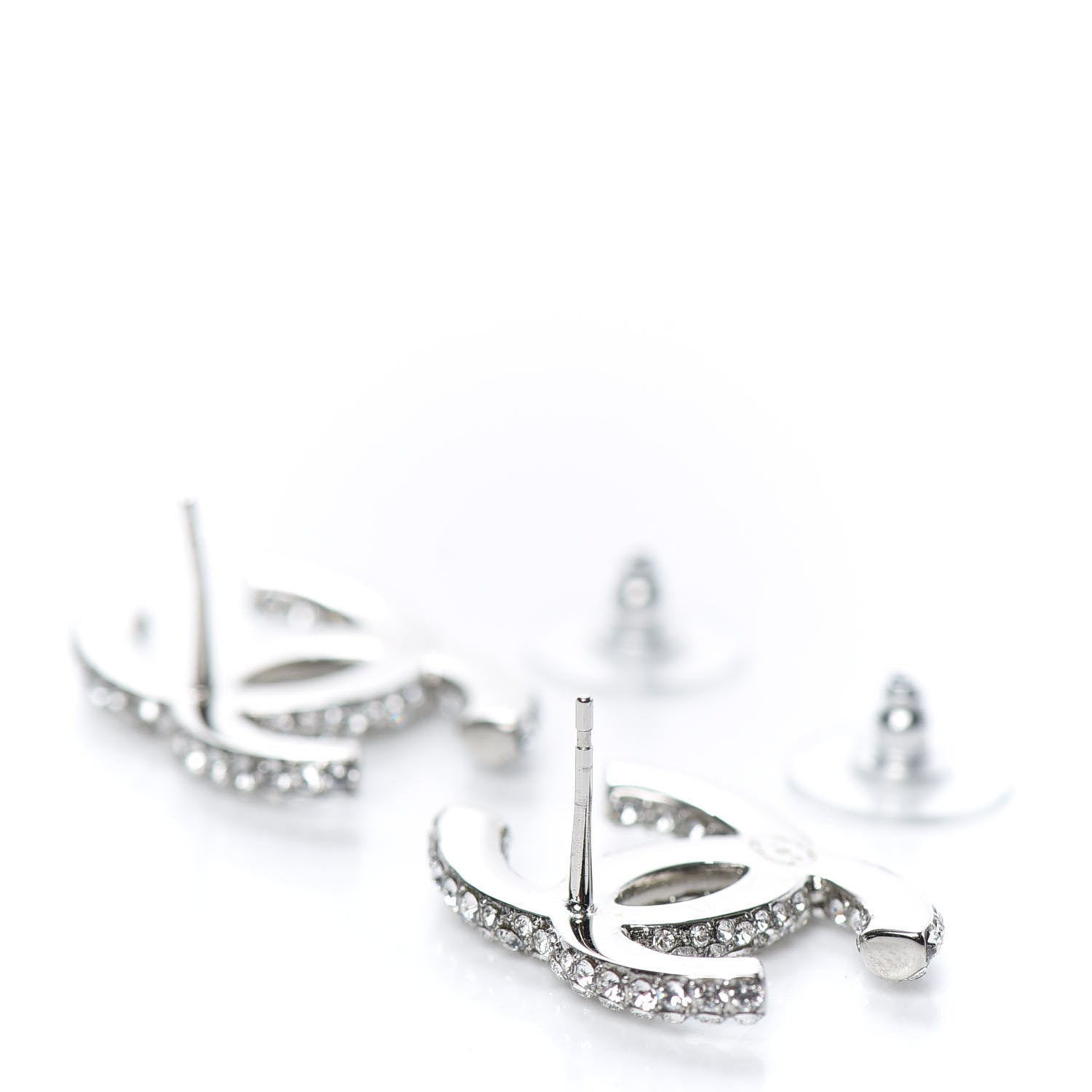 Chanel Crystal CC Earrings Silver 4 of 5