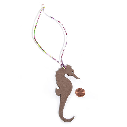 Hermes Togo Epsom Petit H Seahorse Bag Charm PM Etoupe Raisin 2 of 5