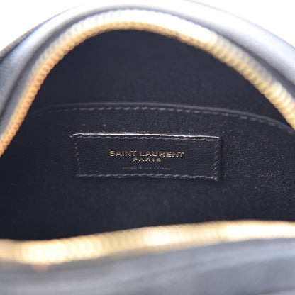 Saint Laurent Grain De Poudre Matelasse Chevron Quilted Round Vinyle Camera Bag Black 6 of 10