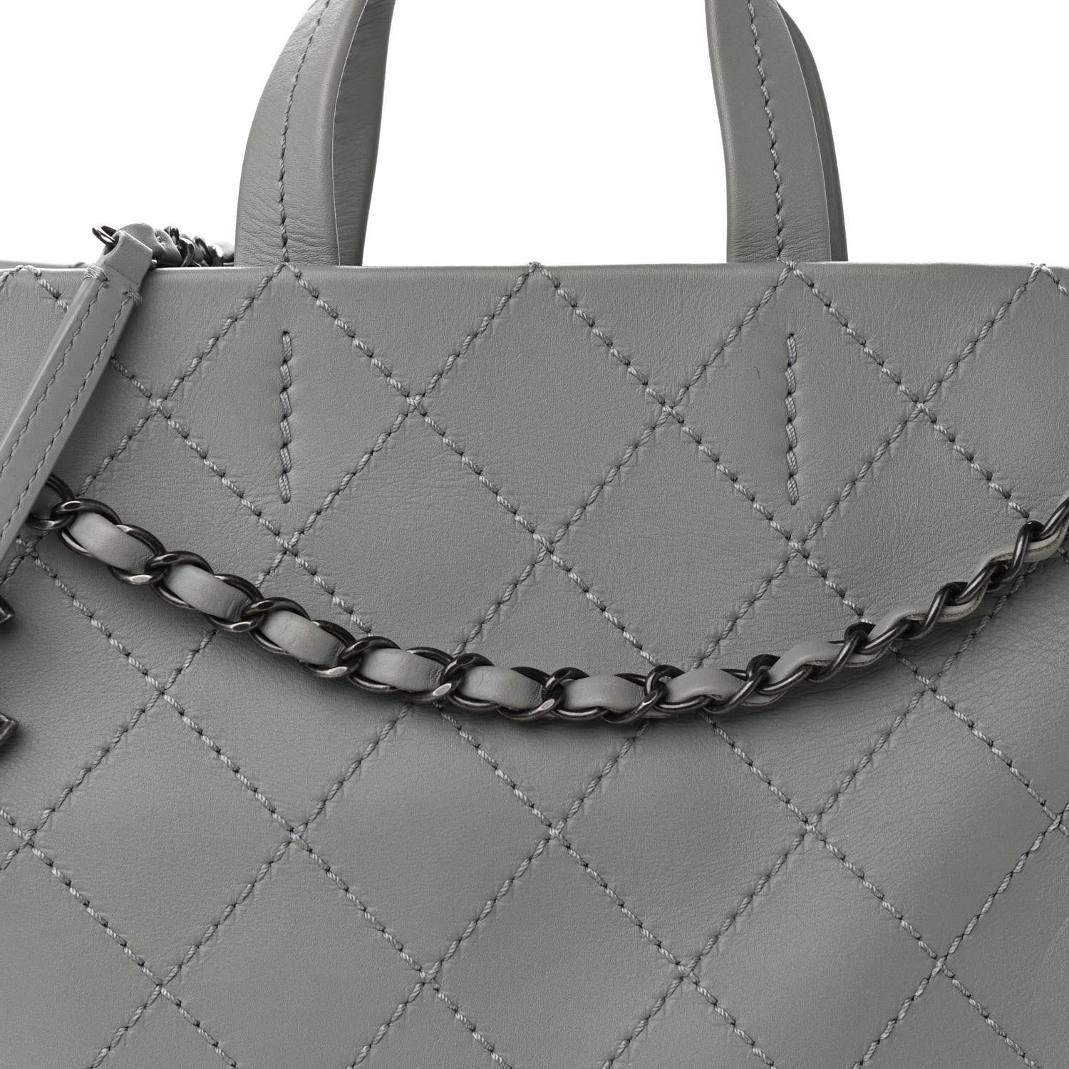 Chanel Grained Calfskin Small CC Pocket Tote Grey 8 of 11