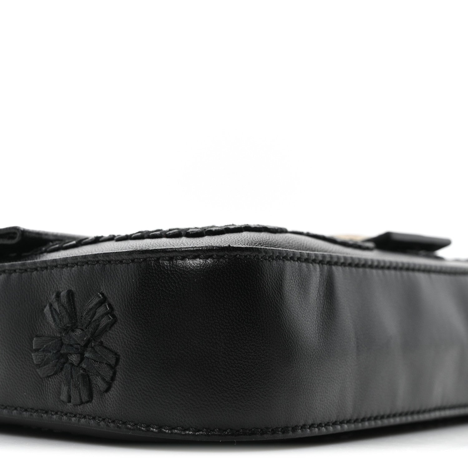 Fendi Nappa Floral Embroidered Baguette Black 9 of 10