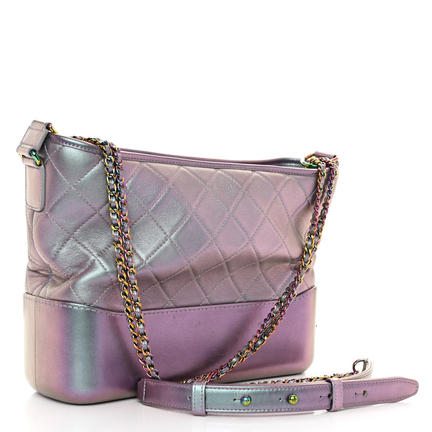 Iridescent Lambskin Calfskin Quilted Medium Gabrielle Hobo Light Purple