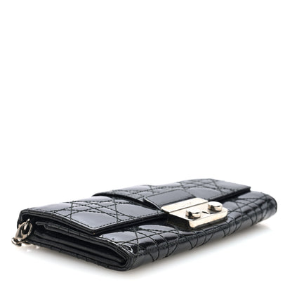 Christian Dior Patent Cannage Miss Dior Chain Wallet Black 4 of 10
