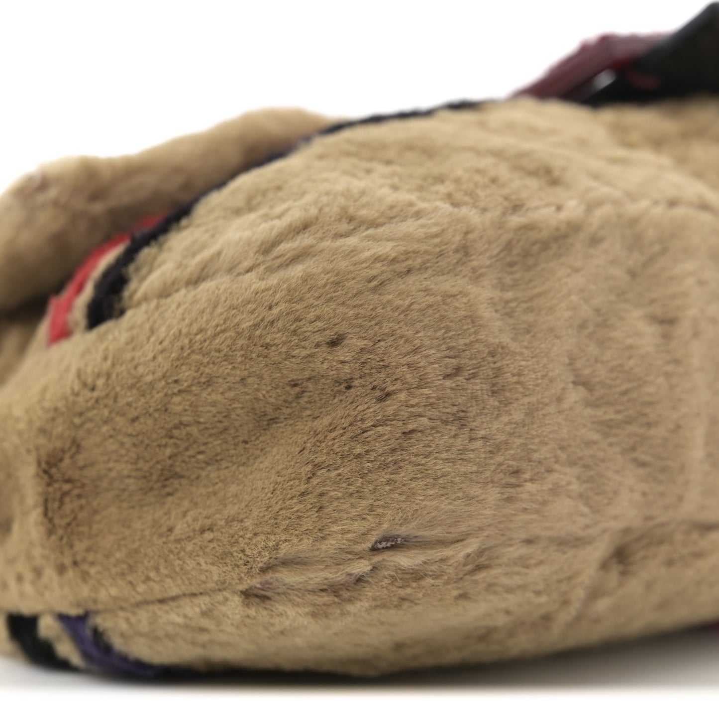 Rabbit Fur Striped Baguette Multicolor