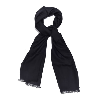 Gucci Silk Wool Monogram Fringe Scarf Black 1 of 5