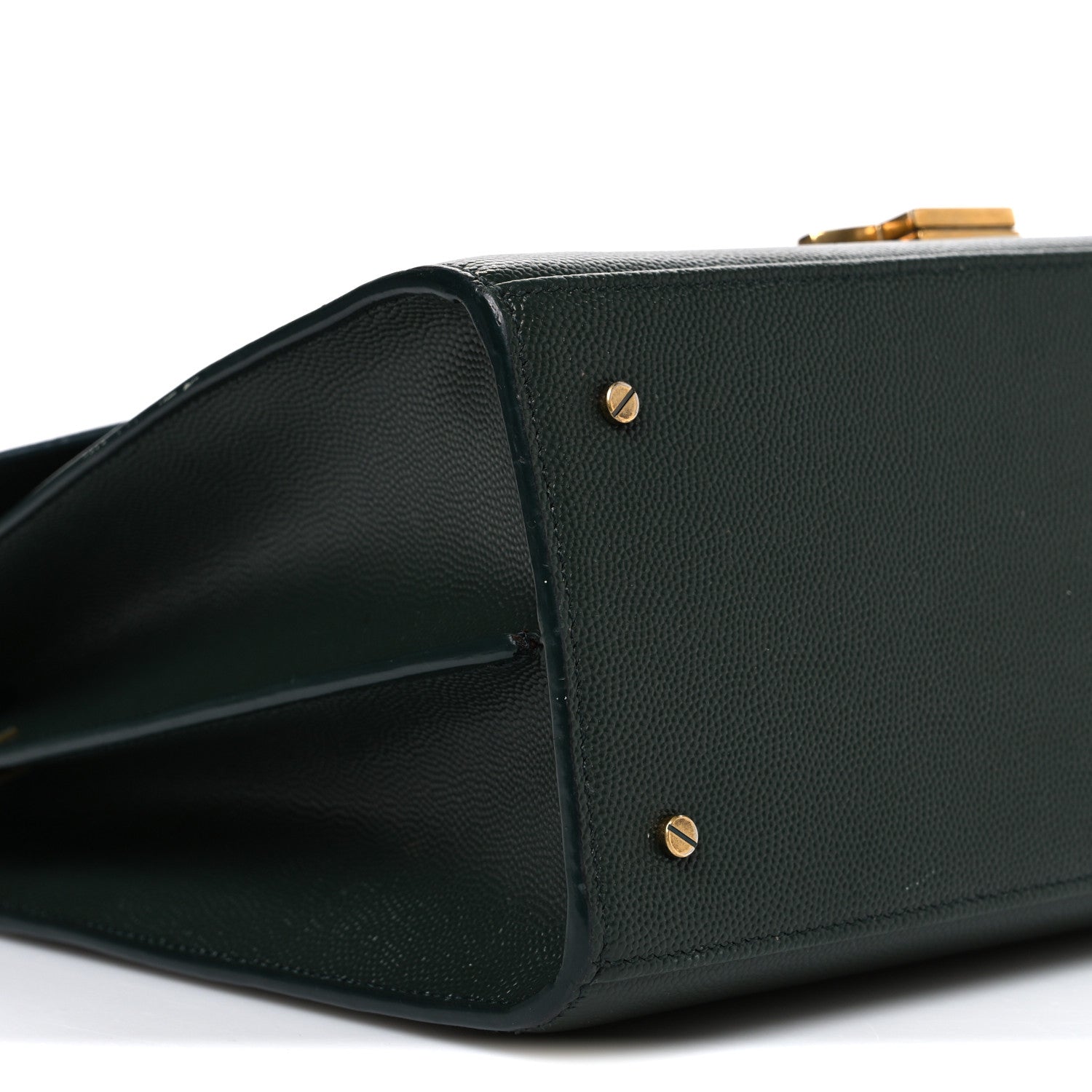 Saint Laurent Grain de Poudre Medium Classic Monogram Cassandra Top Handle Dark Green 8 of 11