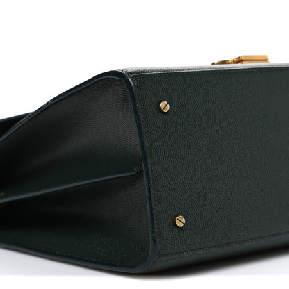Saint Laurent Grain de Poudre Medium Classic Monogram Cassandra Top Handle Dark Green 8 of 11