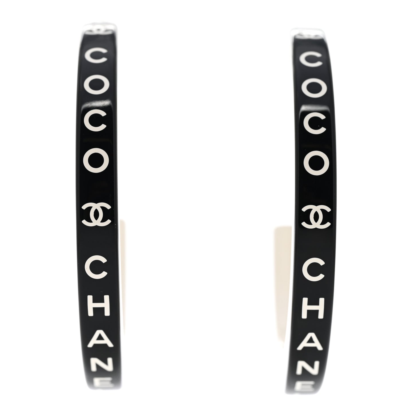 Resin Logo Hoop Earrings Black White