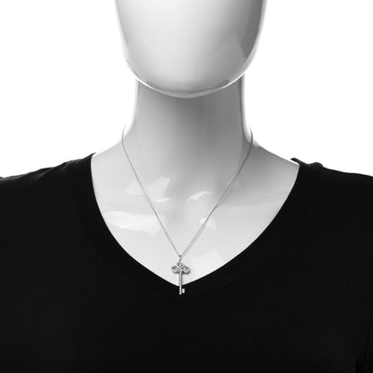 Tiffany Platinum Diamond .41ct Fleur De Lis Key Pendant Necklace 2 of 6