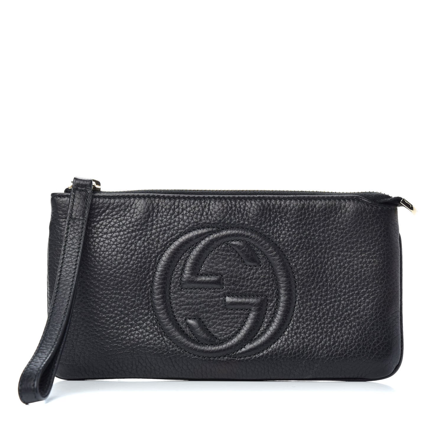 Pebbled Calfskin Soho Wristlet Black