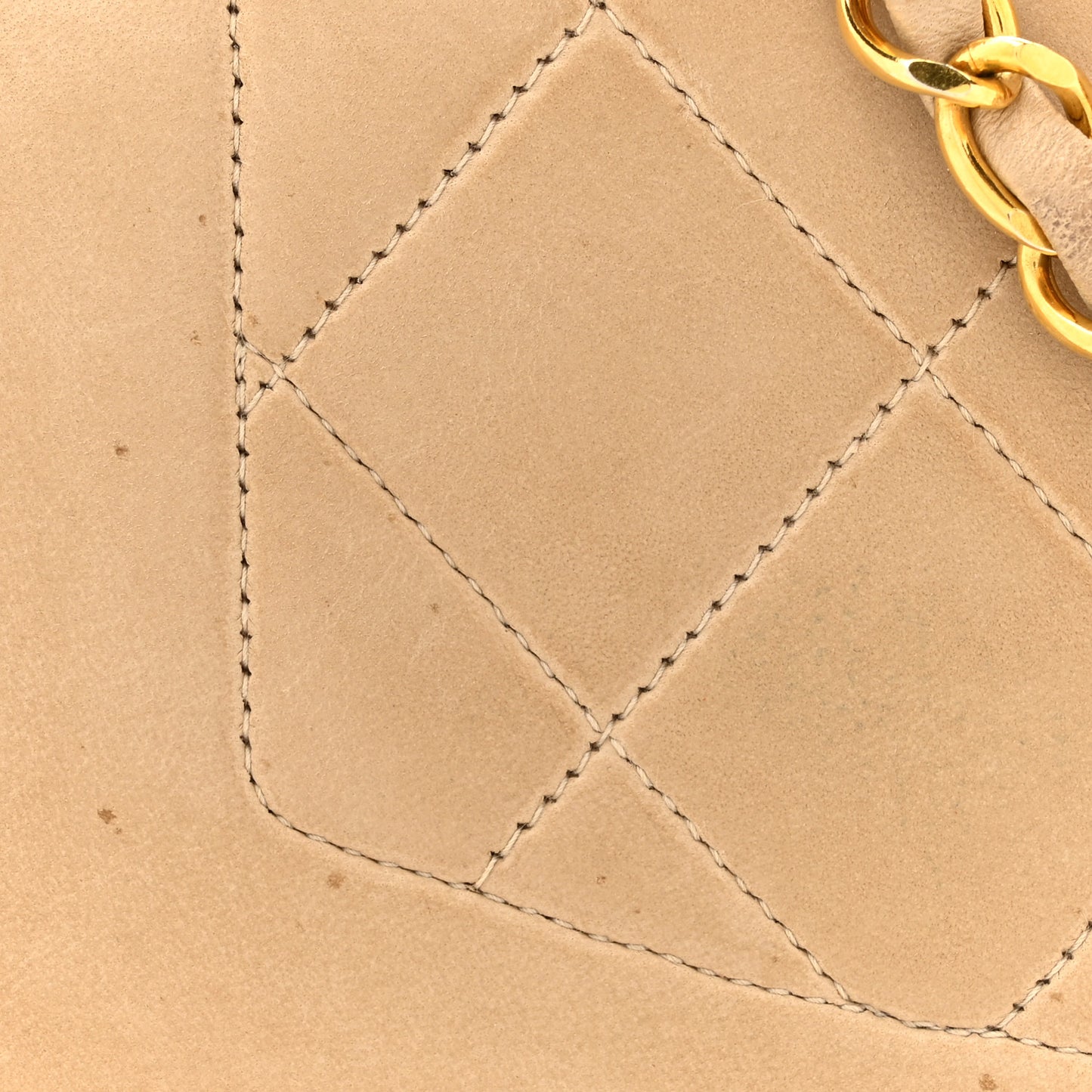 Lambskin Quilted Small Single Flap Beige