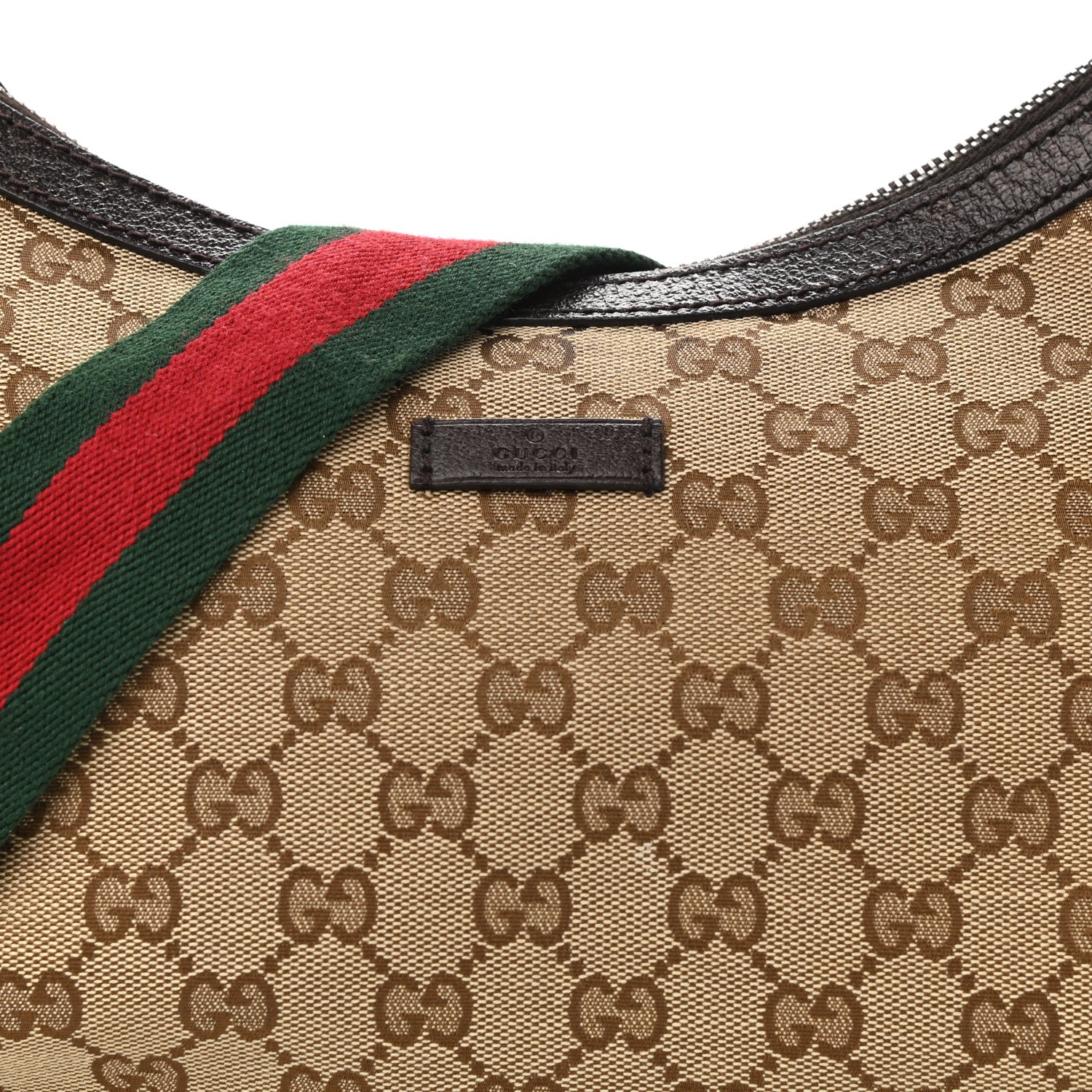 Gucci Monogram Web Medium Half Moon Hobo Dark Brown 8 of 10