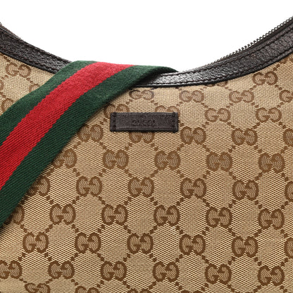 Gucci Monogram Web Medium Half Moon Hobo Dark Brown 8 of 10