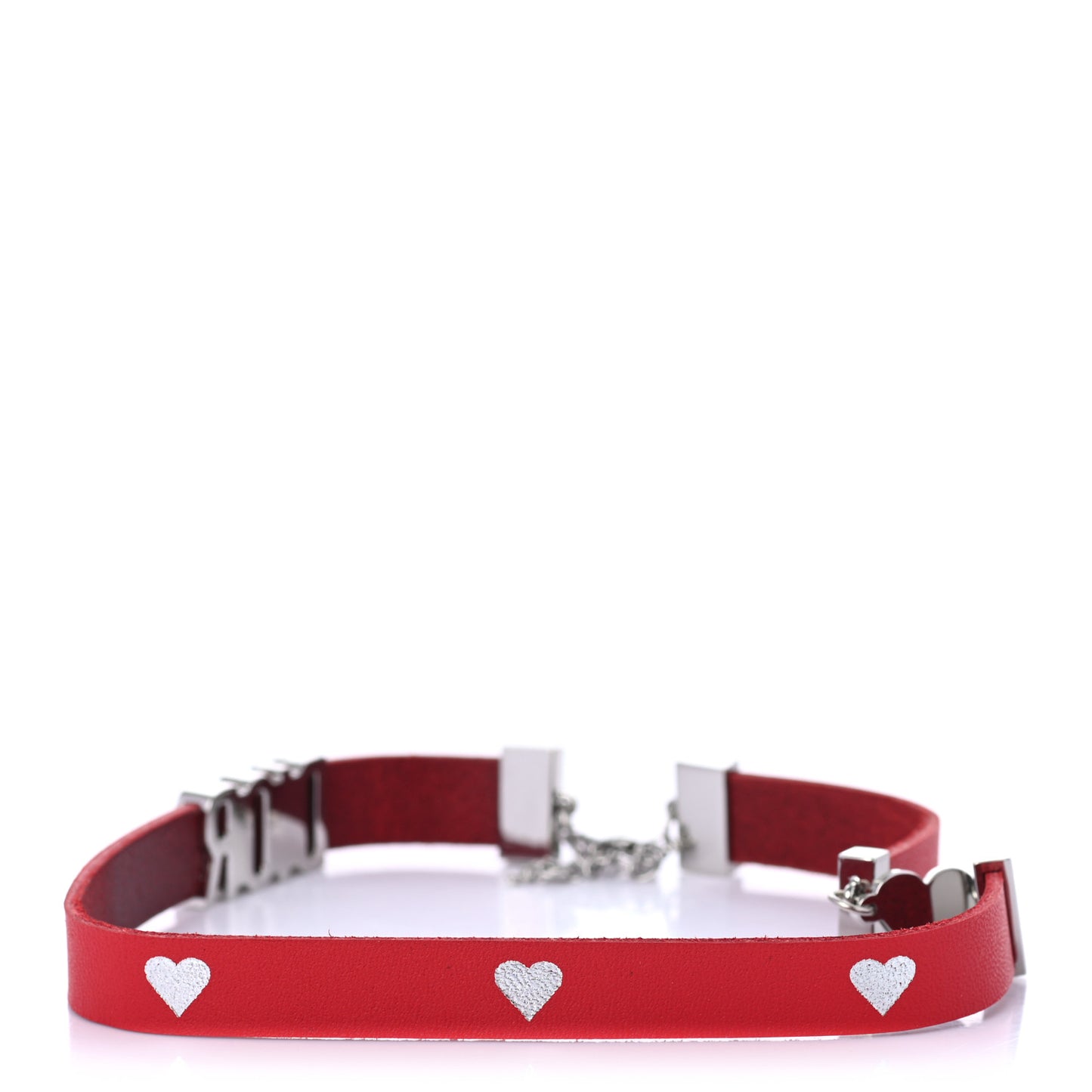 Calfskin Dior Heart Double Bracelet Red