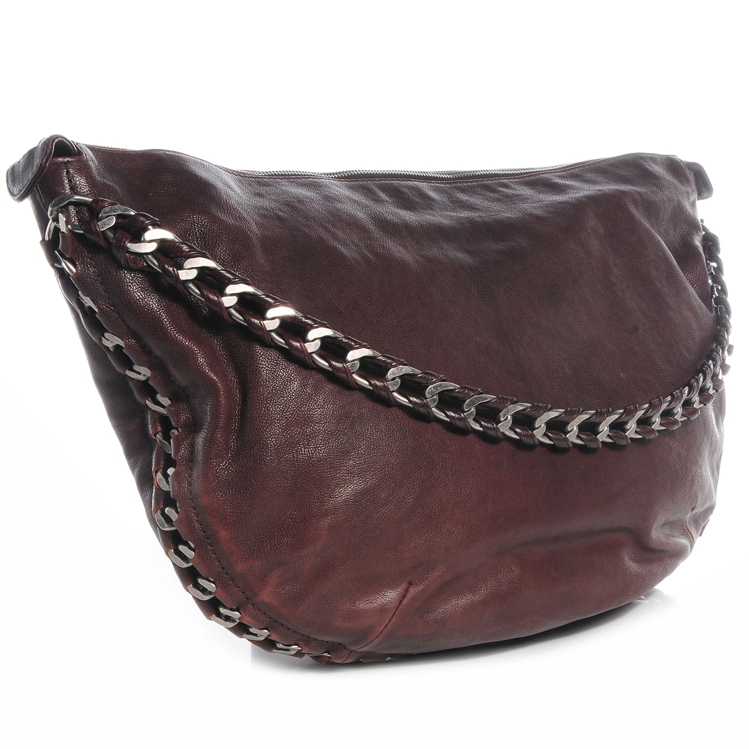 Chanel Distressed Leather Modern Chain Hobo Brown 3 of 7