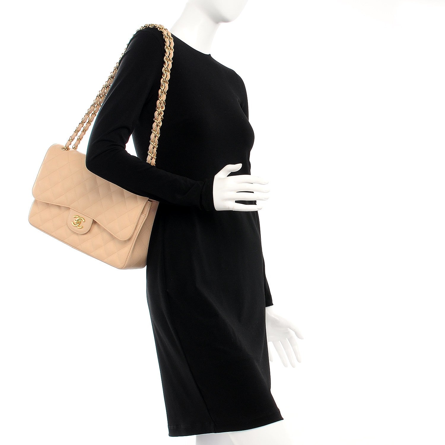 Chanel Caviar Quilted Jumbo Double Flap Beige Clair 2 of 7