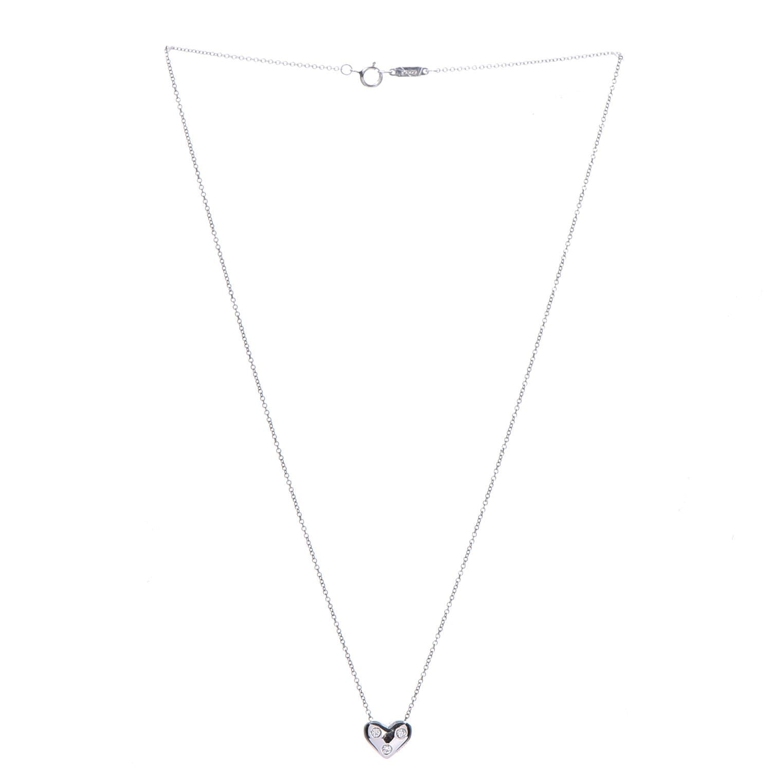 Tiffany Platinum Diamond Etoile Heart Pendant Necklace 3 of 6