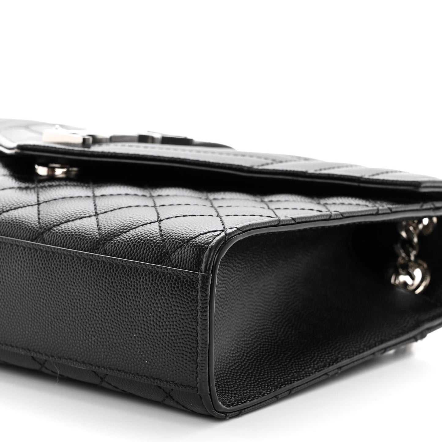 Grain De Poudre Textured Mixed Matelasse Triquilt Medium Monogram Satchel Black