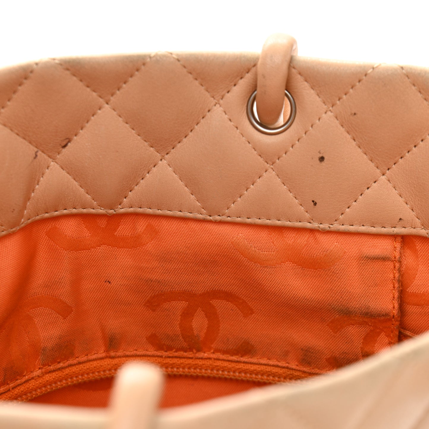 Calfskin Quilted Medium Cambon Tote Beige