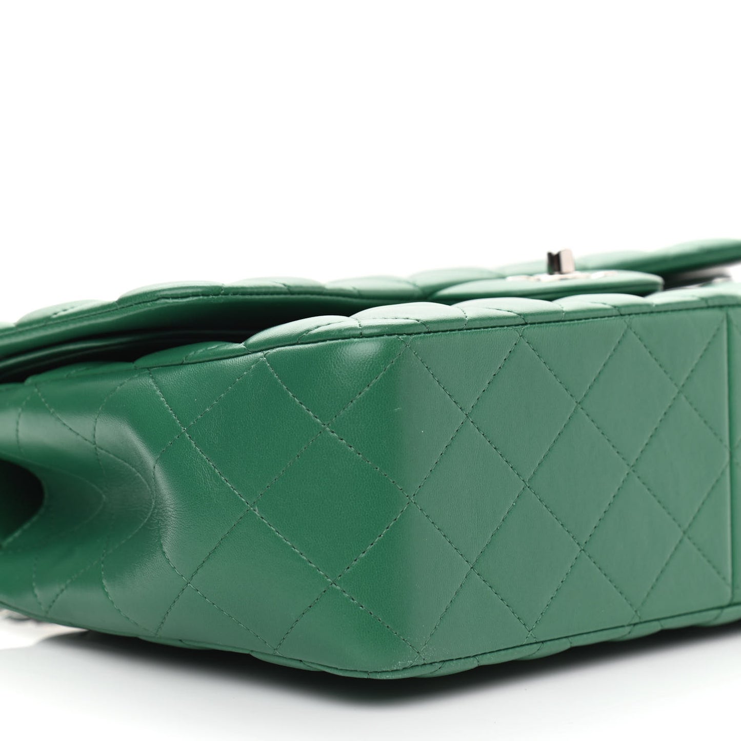 Lambskin Quilted Jumbo Double Flap Green