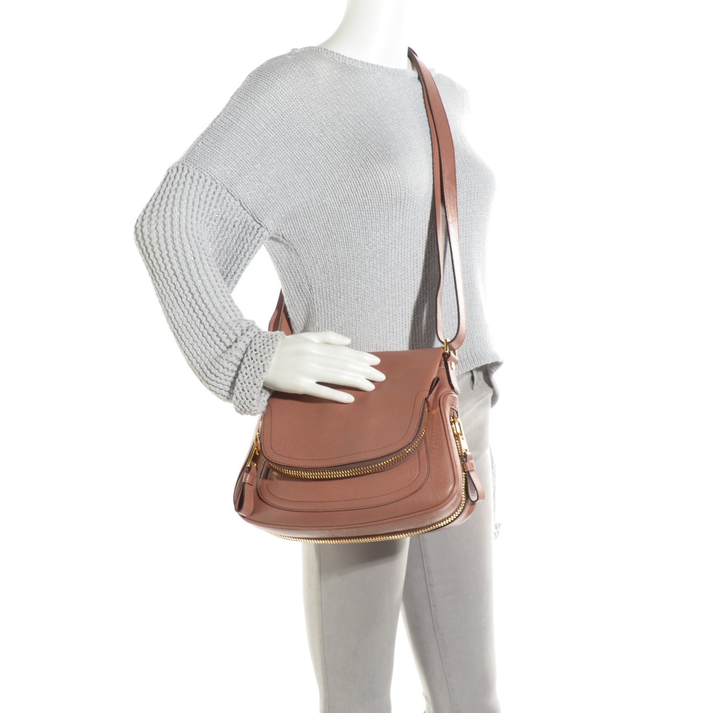 Pebbled Calfskin Medium Jennifer Crossbody Desert Rose