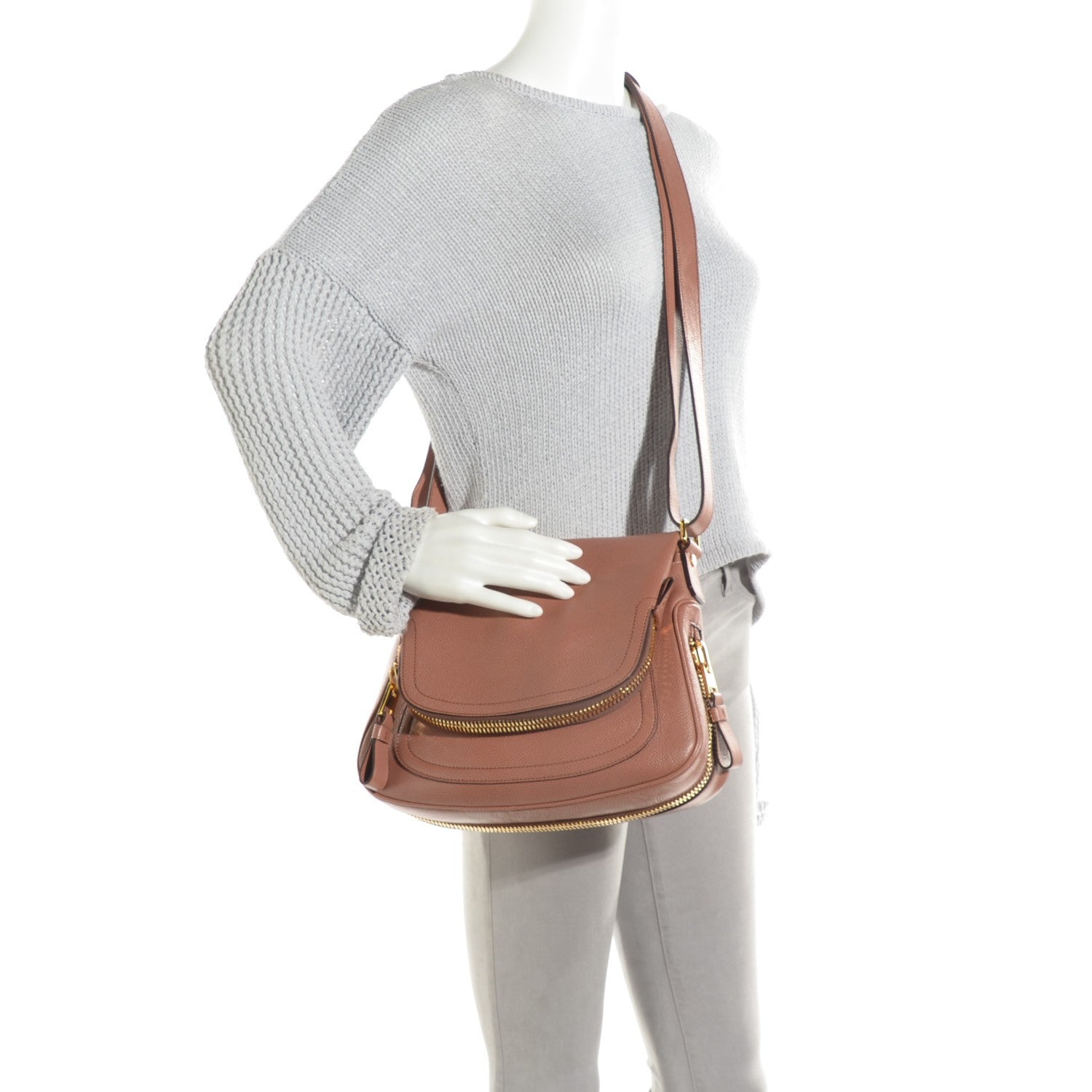 Tom Ford Pebbled Calfskin Medium Jennifer Crossbody Desert Rose 2 of 7