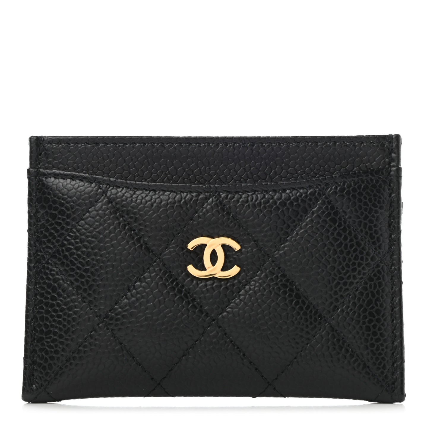Caviar Quilted Card Holder Black