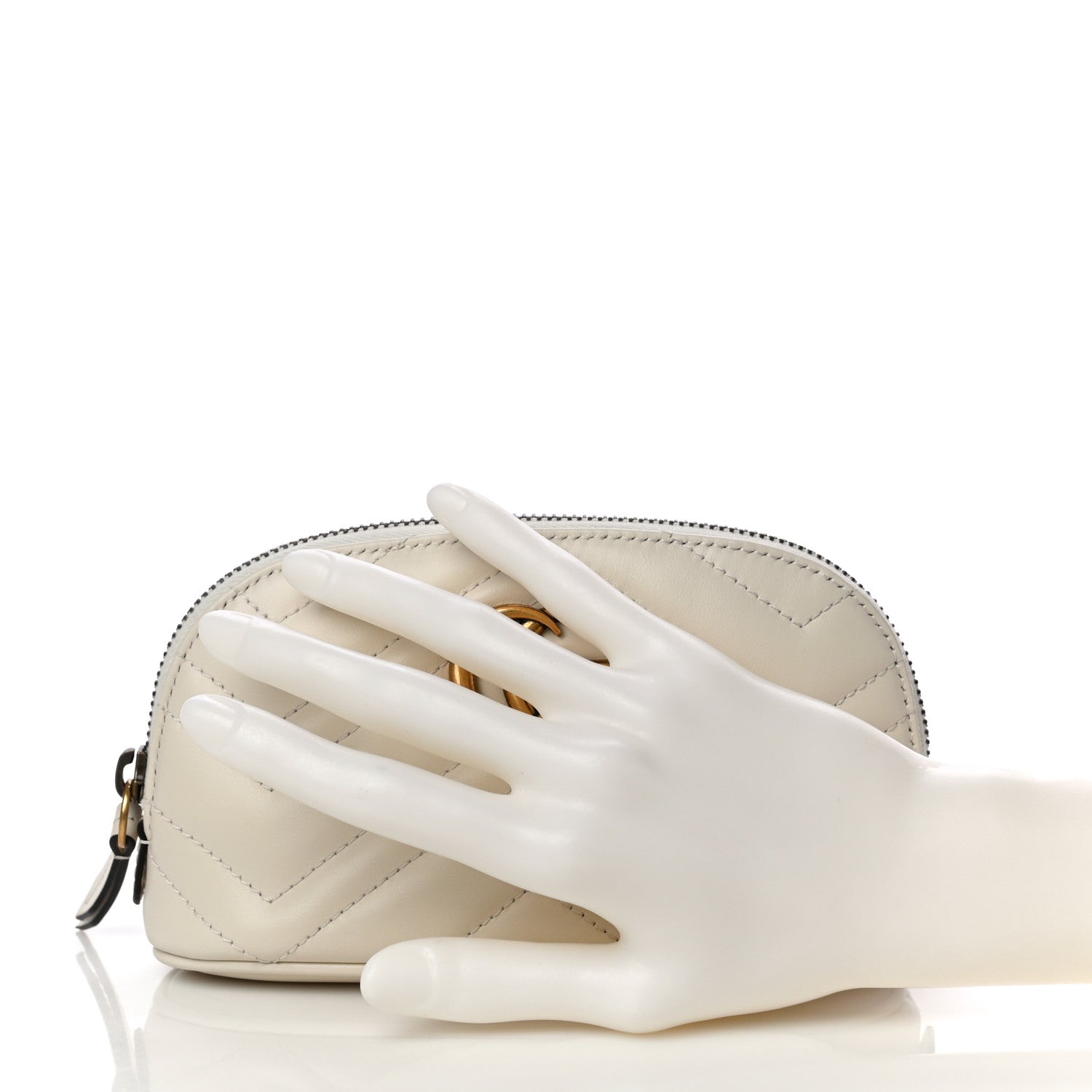 Gucci Calfskin Matelasse GG Marmont Pouch Cosmetic Case White 2 of 10