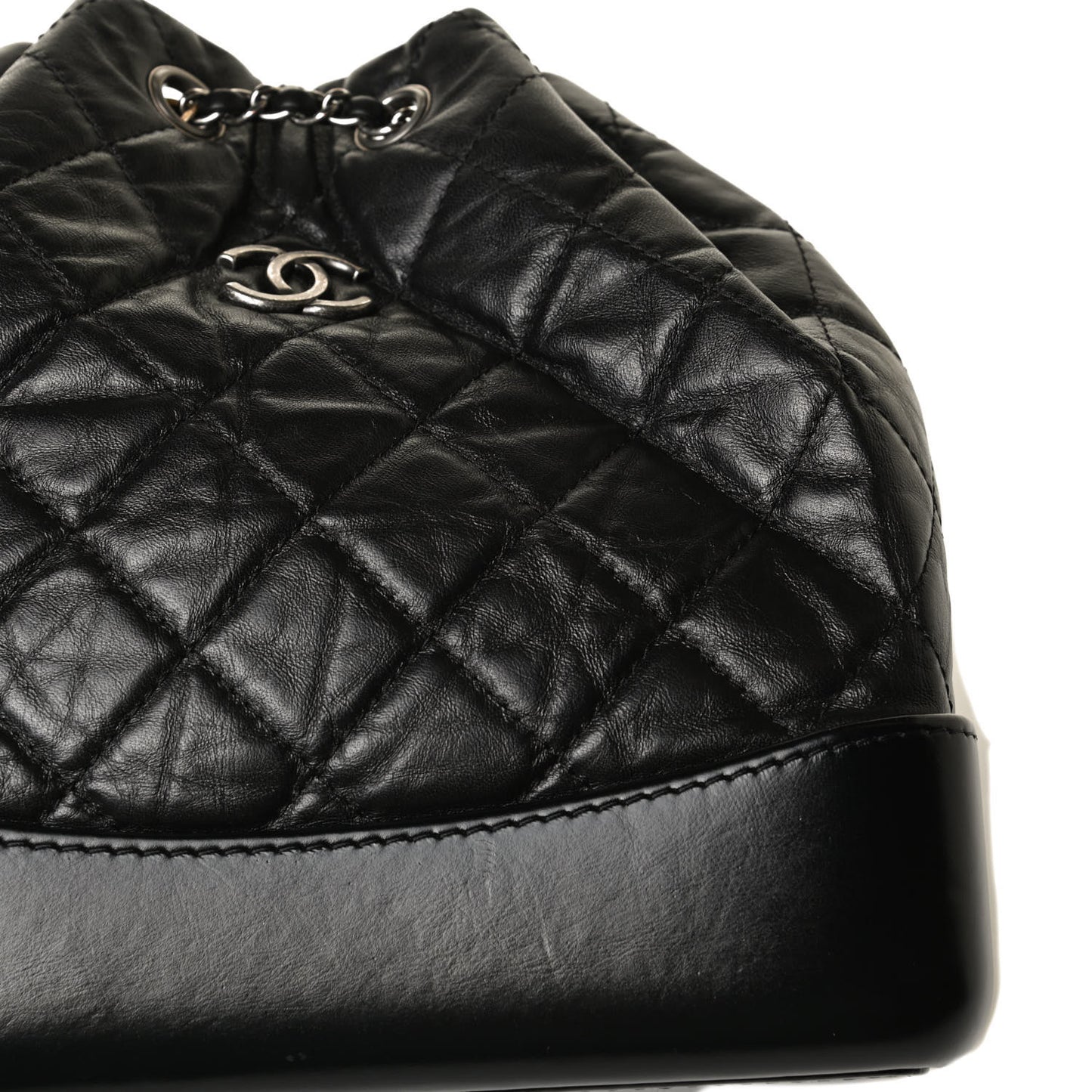 Aged Calfskin Quilted Small Gabrielle Backpack Black