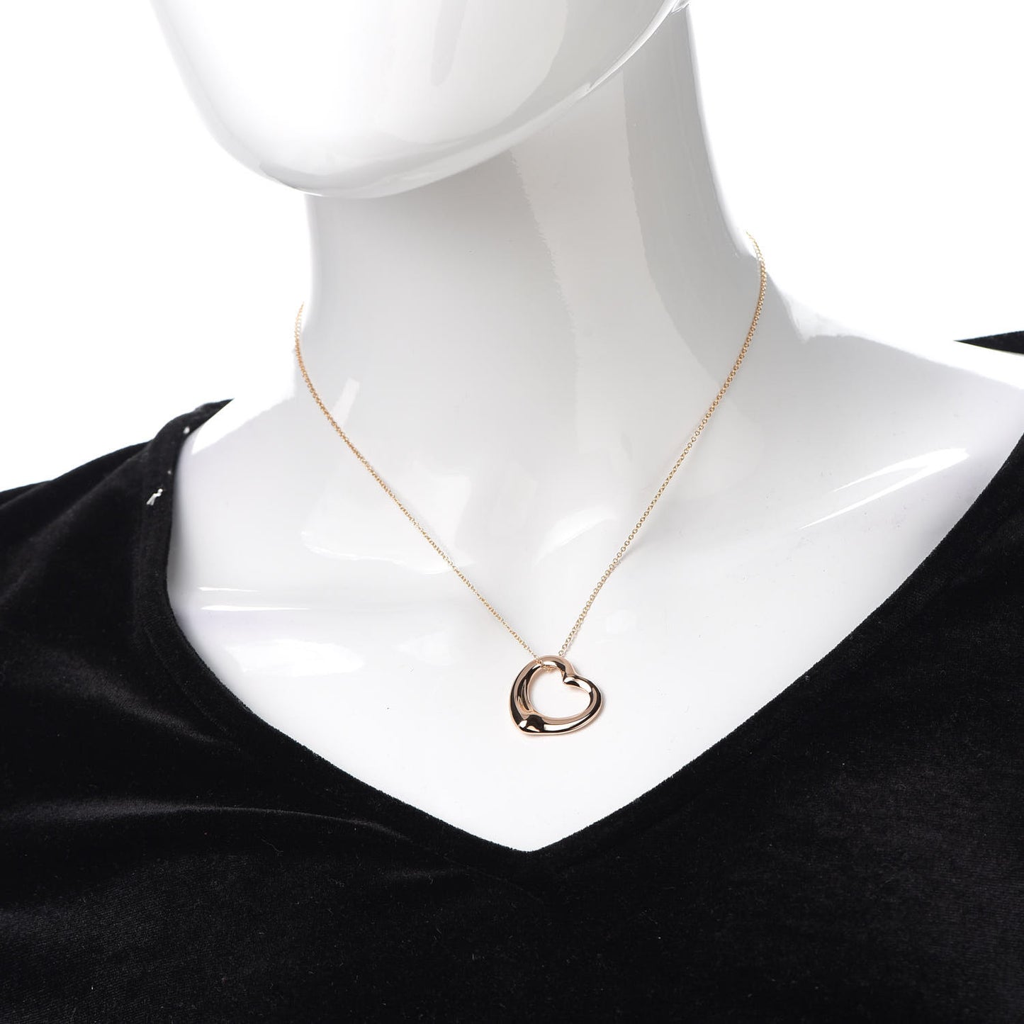 18K Rose Gold 22mm Elsa Peretti Open Heart Pendant Necklace