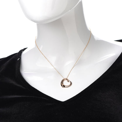 Tiffany 18K Rose Gold 22mm Elsa Peretti Open Heart Pendant Necklace 2 of 6
