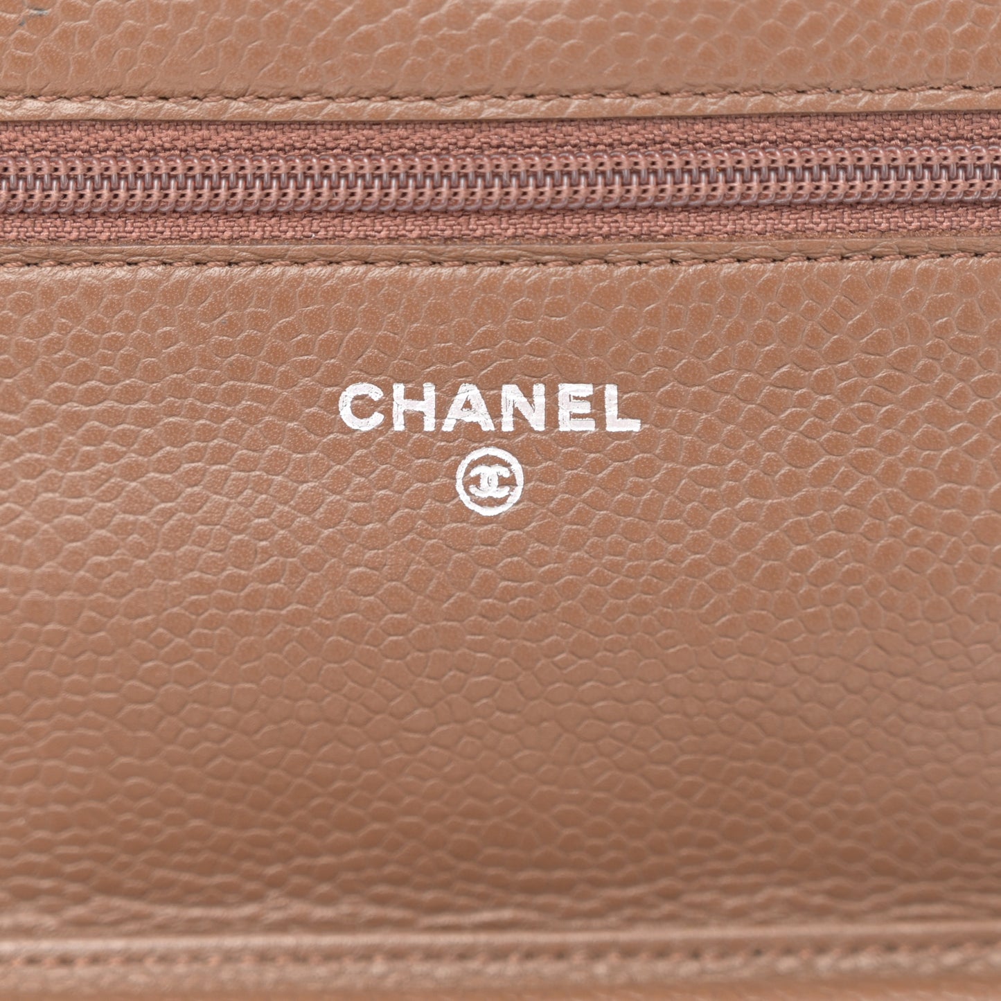 Caviar Quilted Wallet on Chain WOC Brown