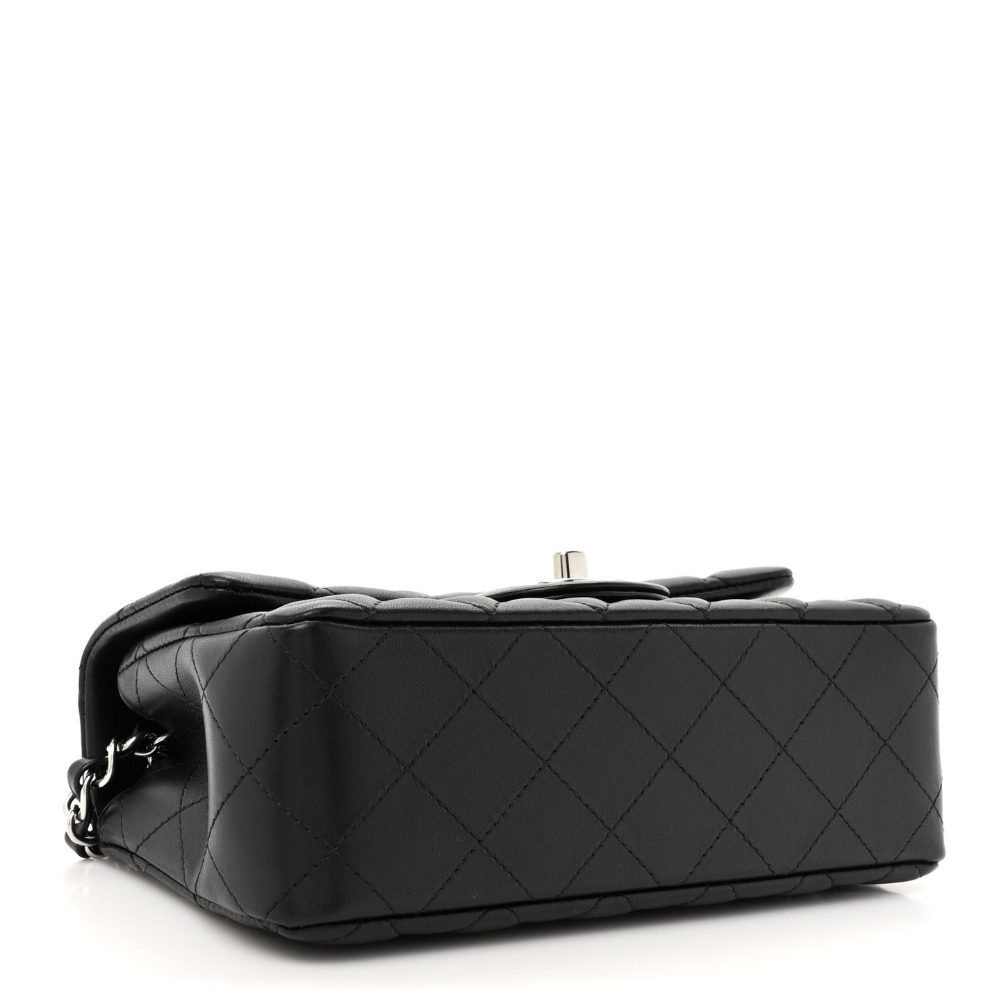 Lambskin Quilted Mini Rectangular Flap Black
