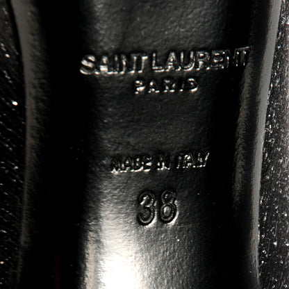 Saint Laurent Glitter Goatskin Paris 105 Pump 38 Black Silver 6 of 8