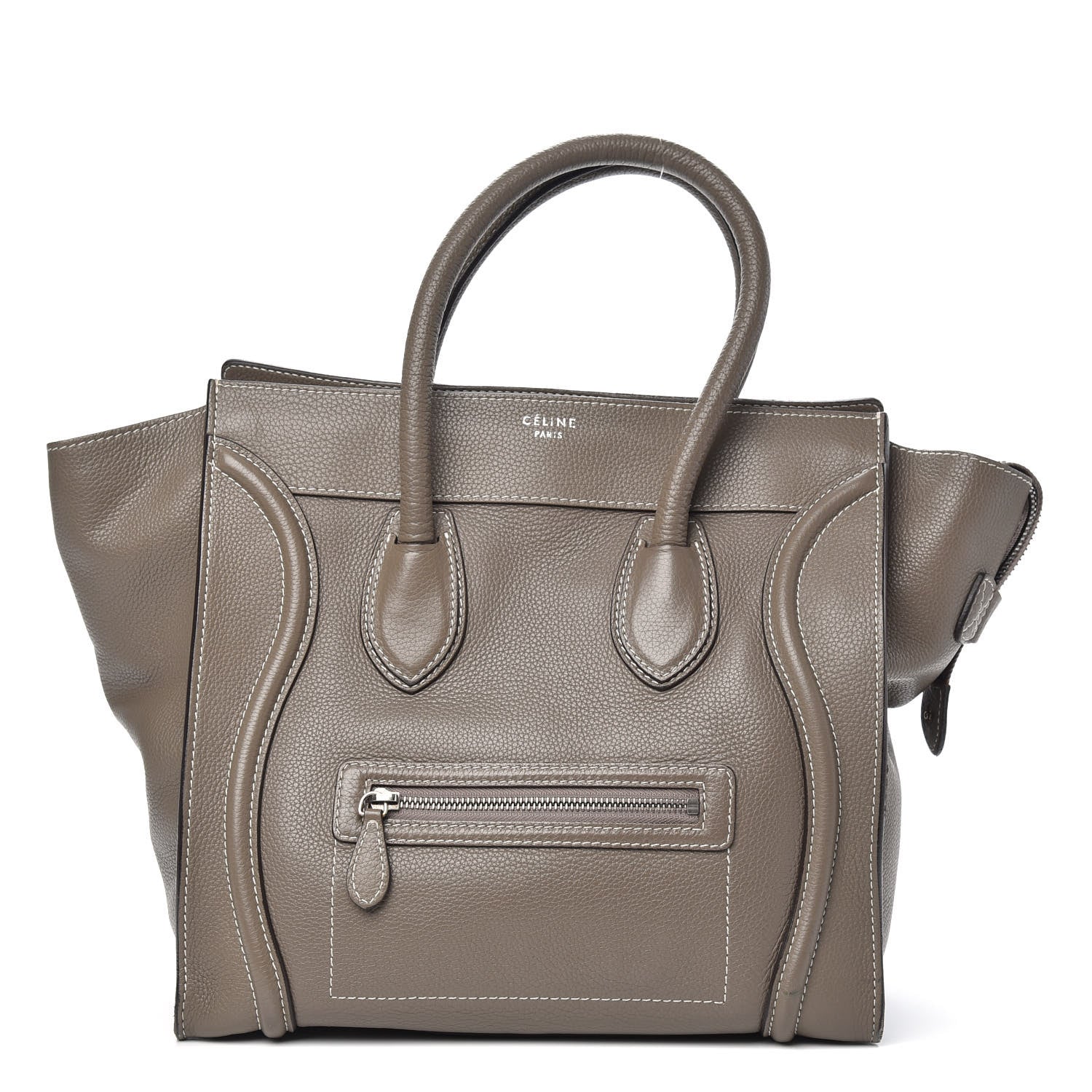 Celine Drummed Calfskin Mini Luggage Souris 1 of 13