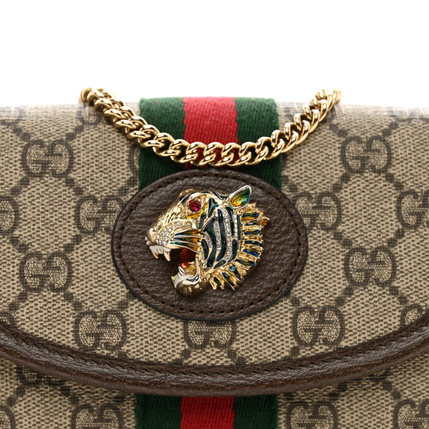 Gucci GG Supreme Monogram Web Mini Rajah Slim Flap Shoulder Bag Beige New Acero 5 of 10