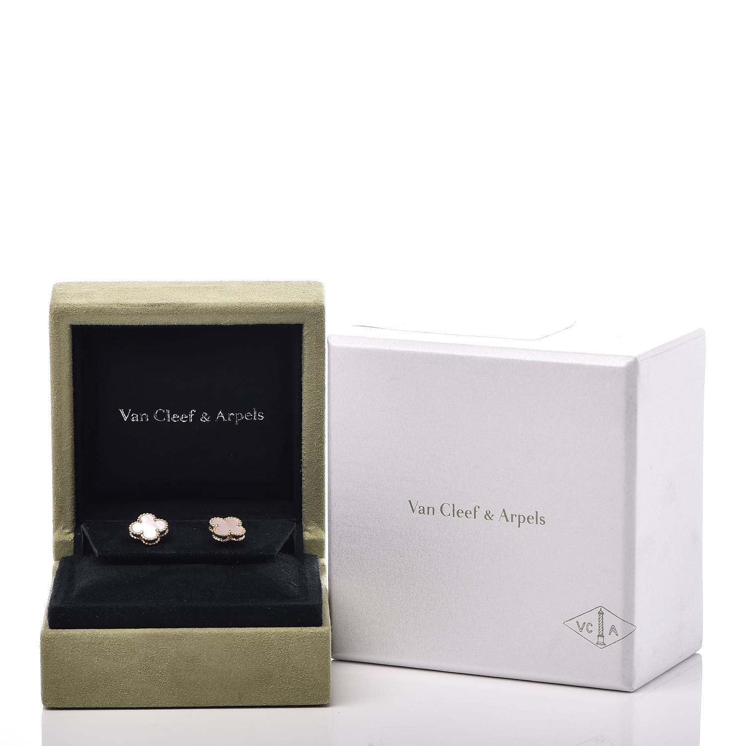 Van Cleef & Arpels 18K Yellow Gold Mother of Pearl Sweet Alhambra Earrings 6 of 6