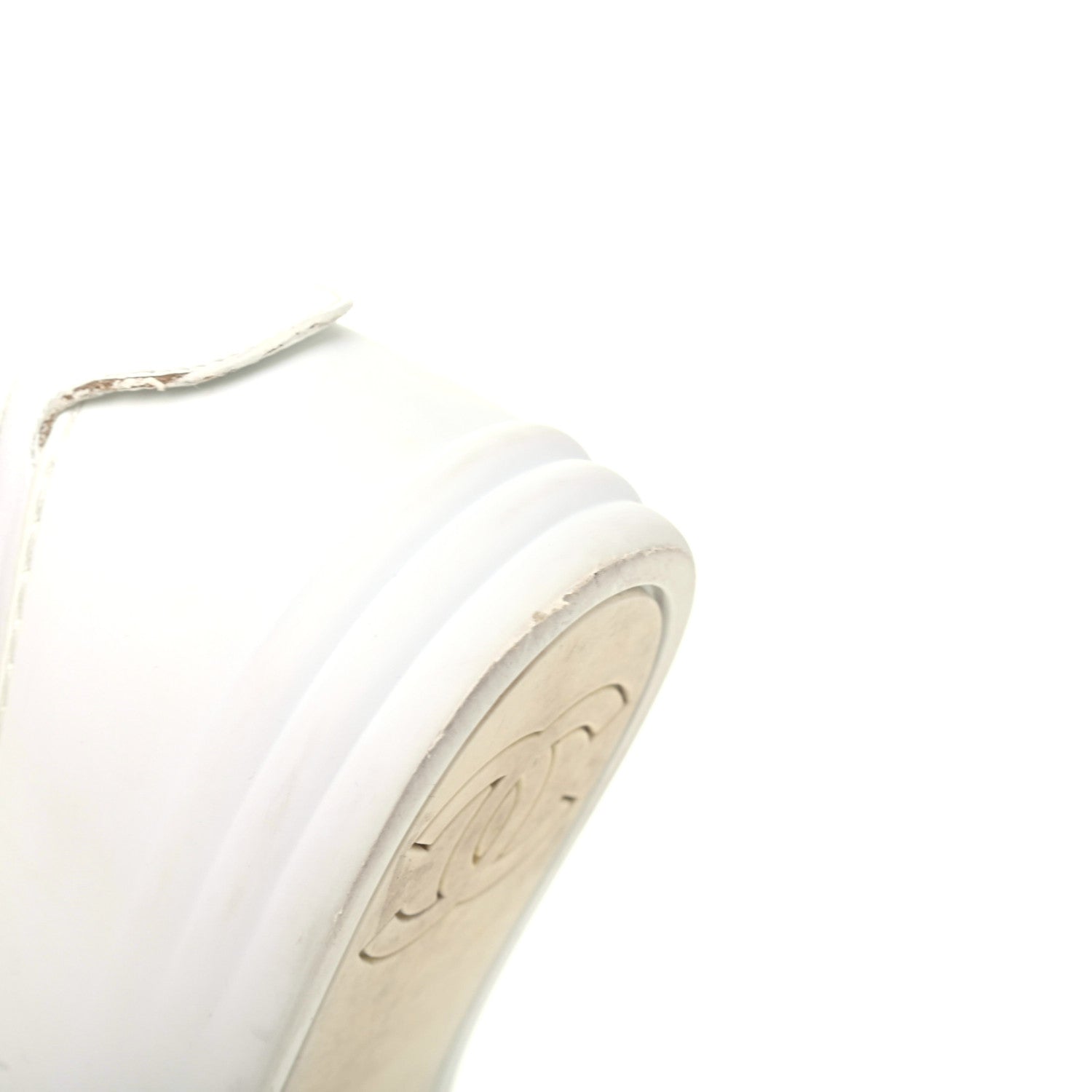 Chanel Calfskin Gum Womens CC Sneakers 37 White 14 of 16