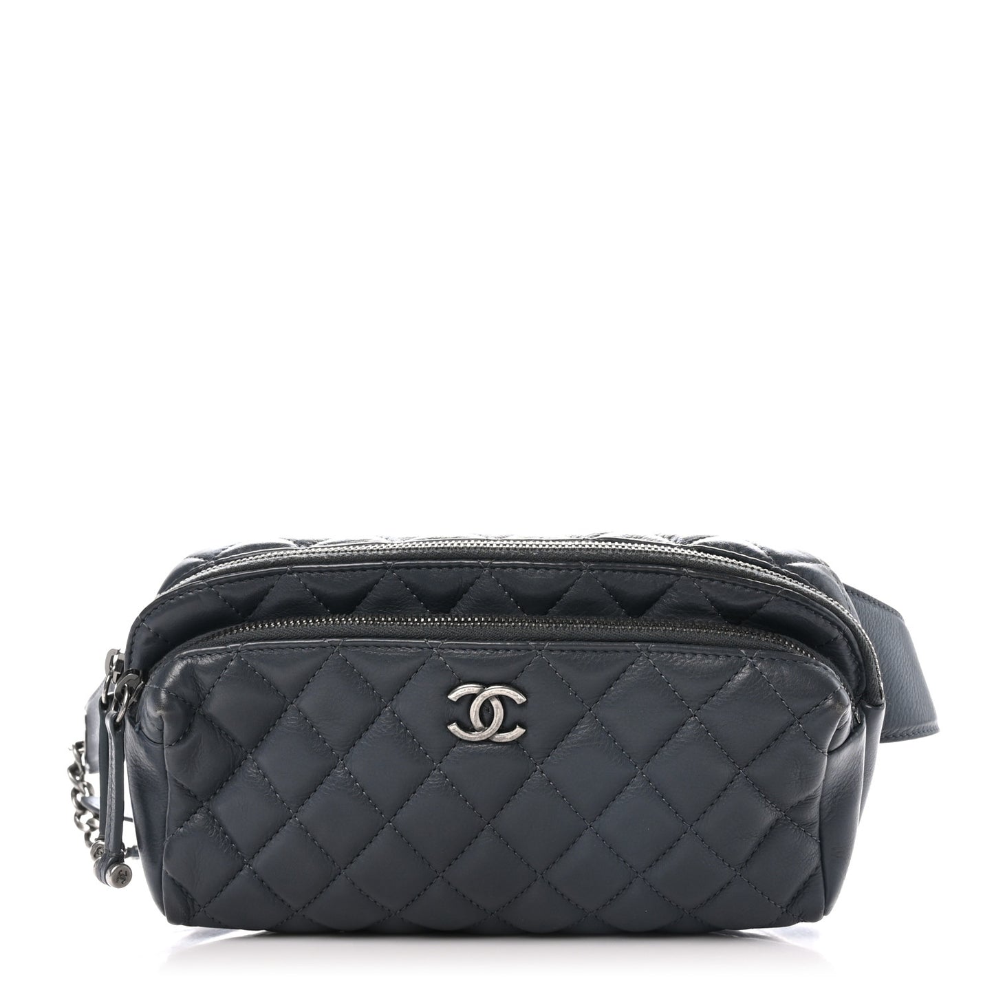 Calfskin Quilted Waist Bag Dark Grey