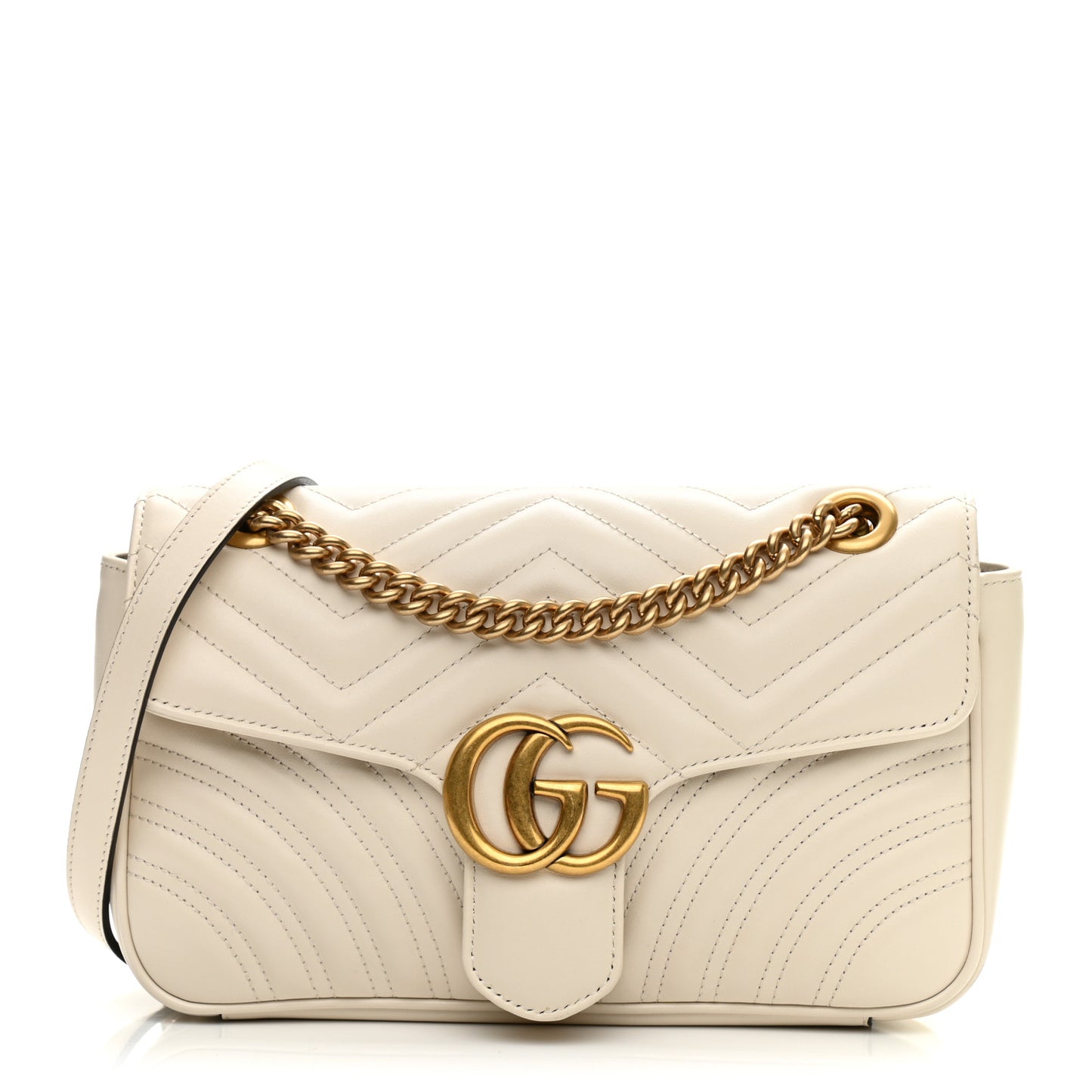 Calfskin Matelasse Small GG Marmont Shoulder Bag White