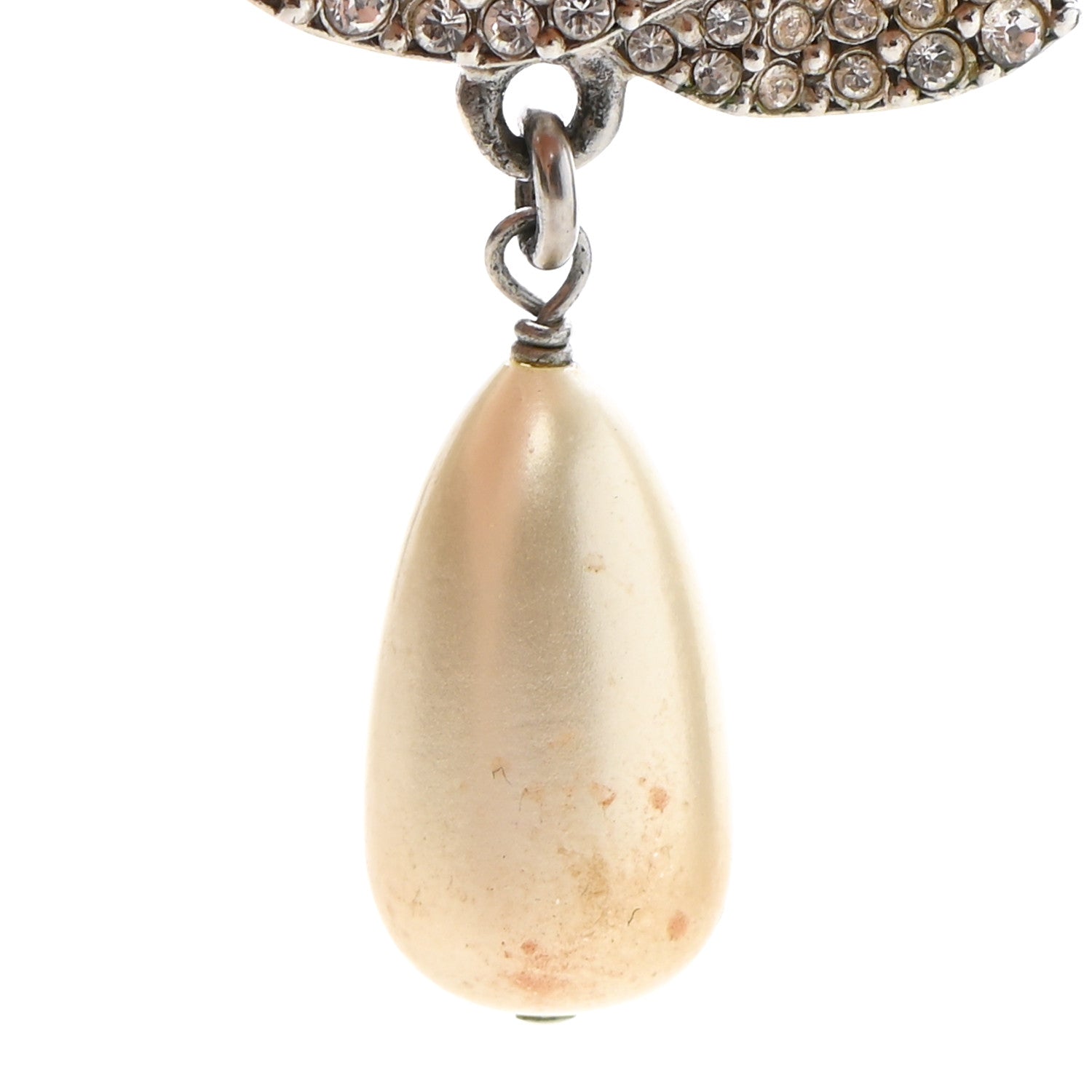 Chanel Crystal Pearl CC Drop Darling Bows Earrings Silver Pearly White 6 of 7