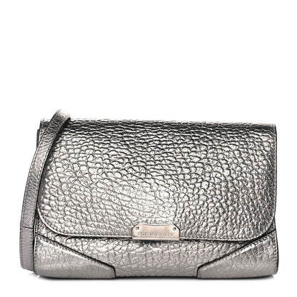 Burberry Metallic Grainy Calfskin Heritage Grain Crossbody Bag Silver 1 of 7