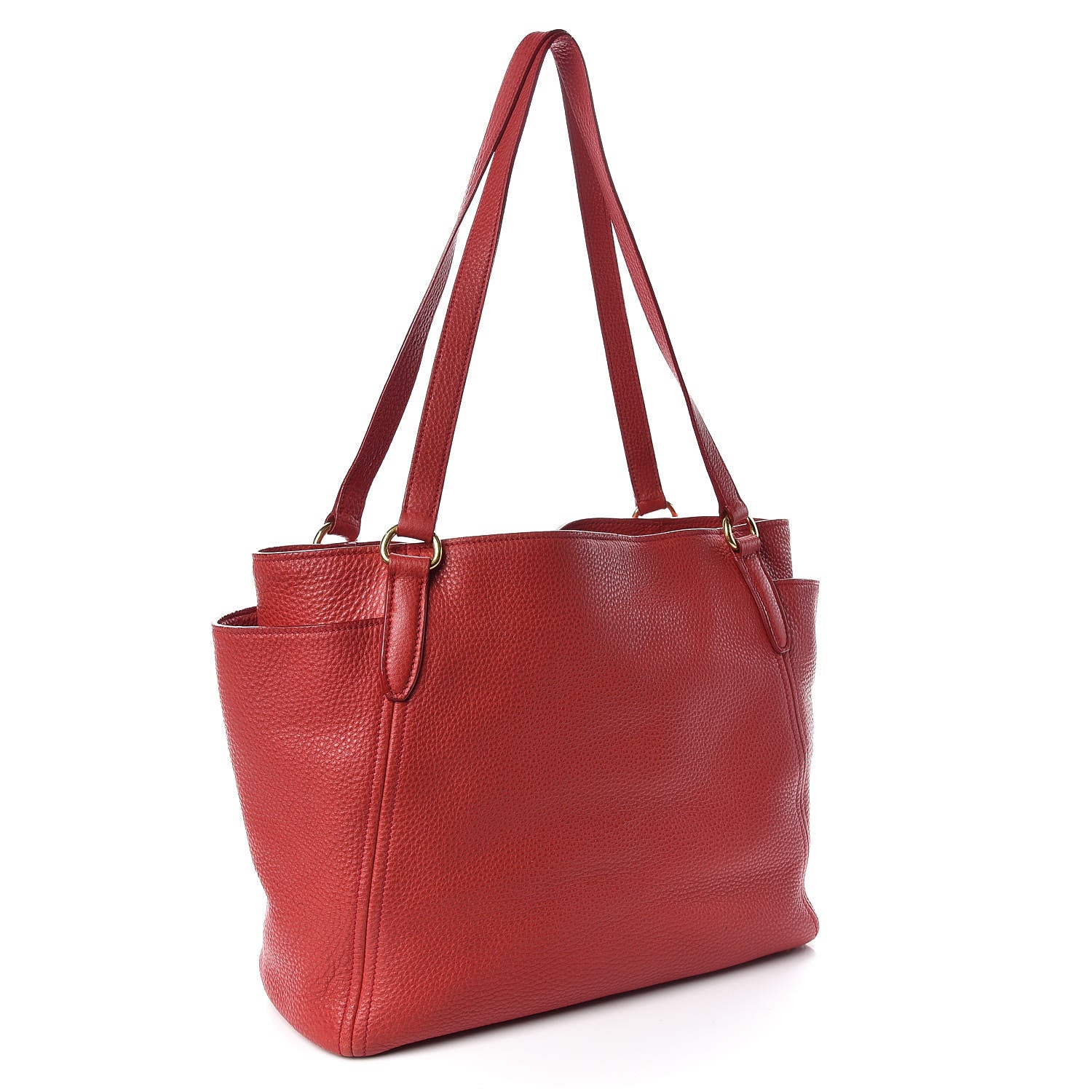 Prada Vitello Daino Side Pocket Tote Rosso 3 of 9
