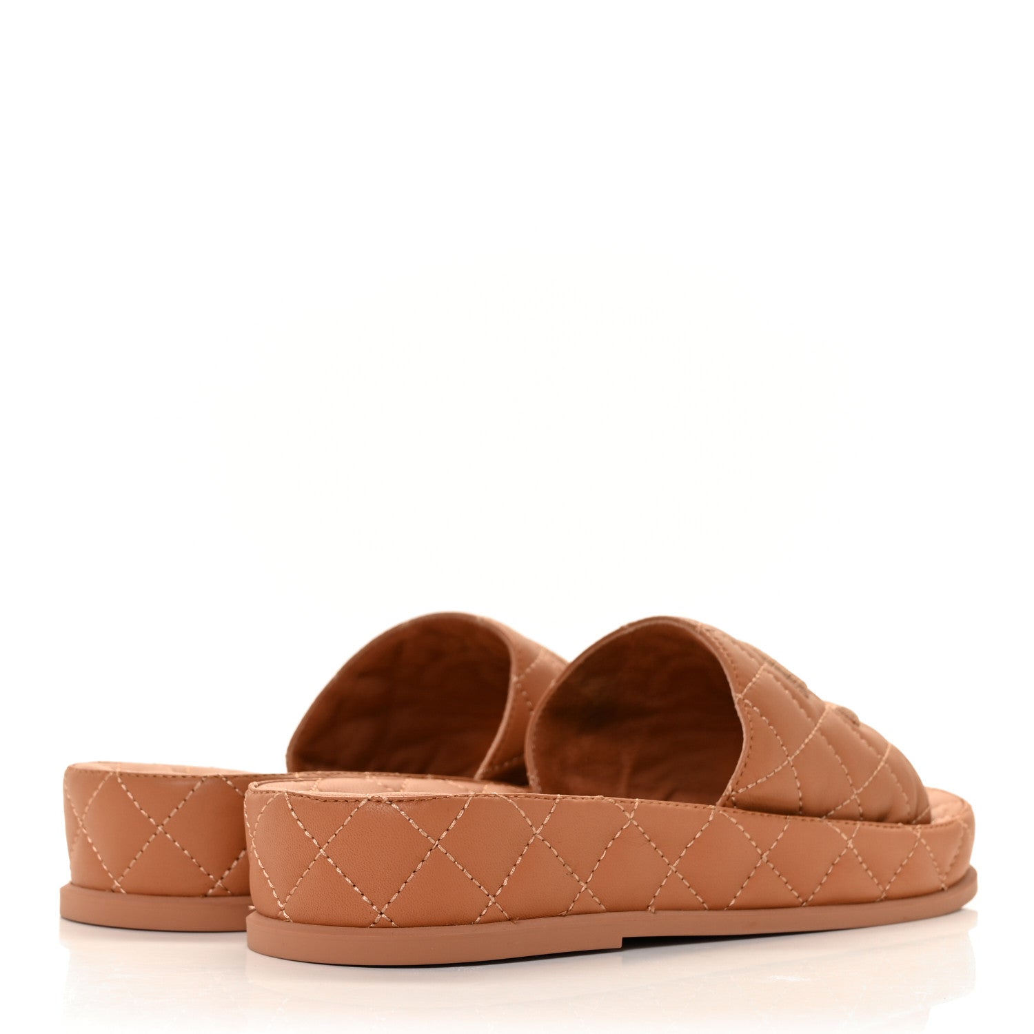 Chanel Lambskin Quilted CC Mules Sandals 35 Brown 4 of 9