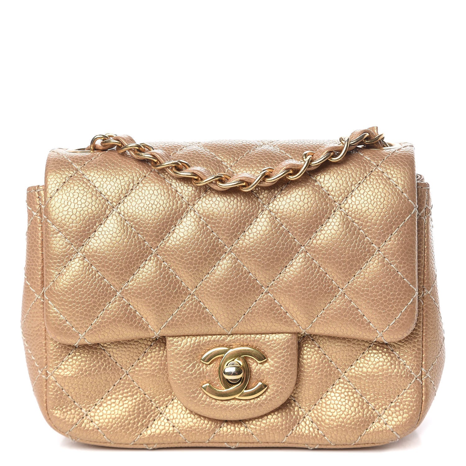 Chanel Metallic Caviar Quilted Mini Square Flap Gold 1 of 11